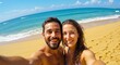 © Justins - Happy Couple Taking A Selfie At The Beach Under Blue Sky In Summer Photo