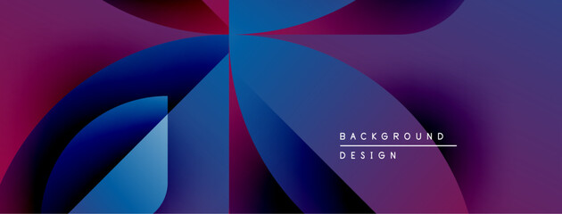 Leinwandbilder - Abstract gradients blend purple, blue hues. Dynamic shapes overlap creating modern visual effect. Text reads background design.