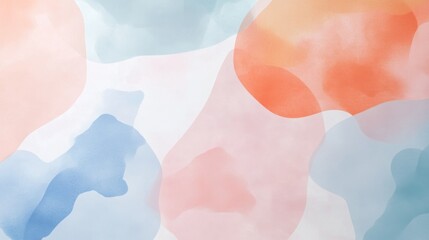 Wall Mural - Abstract watercolor shapes in soft pastel colors.