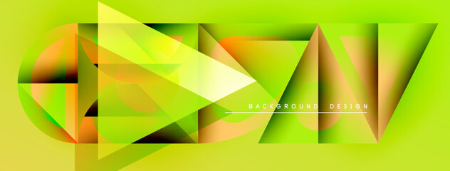 Leinwandbilder - Abstract geometric composition. Yellow, green gradients create dynamic shapes, modern design elements. Minimalist style, vibrant colors.