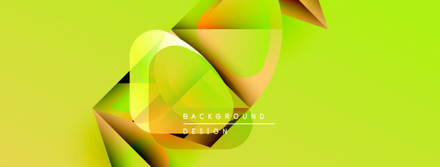 Leinwandbilder - Abstract geometric shapes overlap, creating dynamic yellow design. Modern background features vibrant color gradients, smooth curves.