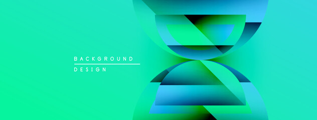Aufkleber - Abstract geometric design. Gradient turquoise, blue hues create dynamic visual effect. Modern background suitable for presentations, websites.