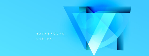 Poster - Abstract blue design features geometric shapes, layered effect. Modern background suitable for digital projects, presentations.