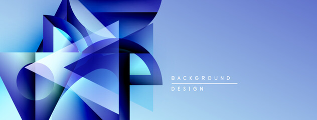Poster - Abstract geometric shapes, blue gradients, modern design. Background suggests technology, innovation, visual appeal.
