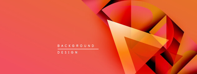 Aufkleber - Abstract geometric shapes, vibrant red hues dominate design. Background features text background design. Modern, dynamic composition.