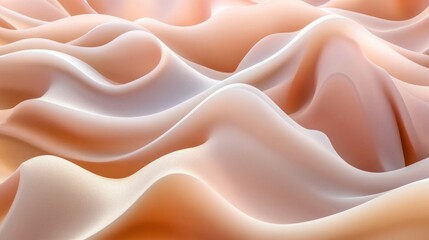 Wall Mural - Abstract design with flowing, smooth, light beige curves.