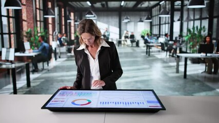 Leinwandbilder - Women In Office Using Analytics Dashboard