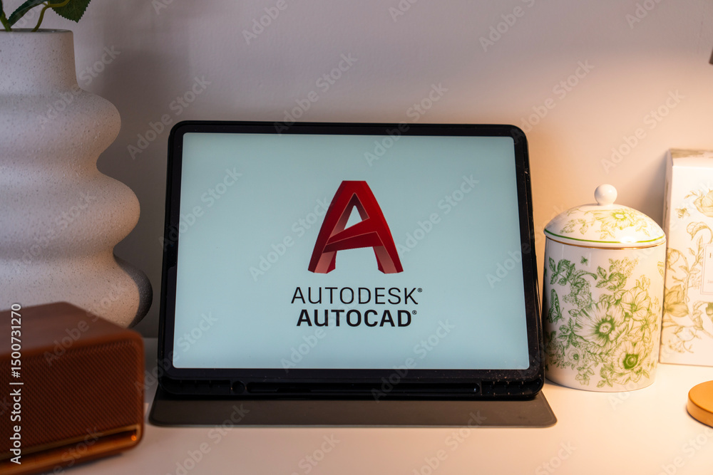 Autodesk AutoCAD logo shown on tablet screen Stock Photo | Adobe Stock