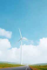 Wall Mural - speed trail of wind turbine turning into electric highway, the great energy race