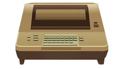Retro beige computer with keyboard and screen