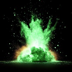 Wall Mural - vibrant green explosion in darkness