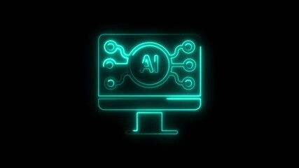 Animated neon glow ai computer interface technology modern concept design
