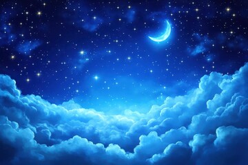 Wall Mural - night sky clouds. a starry universe landscape with cosmic lights
