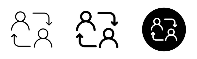 User switch icon with directional arrows, representing position change, account change, user exchange, or profile swap.