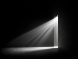 Wall Mural - open doorway shadow silhouette, black and white, simple illustration, isolated