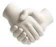 © OMD - Stylized illustration of a handshake made of smooth surfaces, symbolizing partnership and agreement, on transparent background.