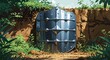 © Earl - Metal armor plate half hidden in the underbrush and dirt anime cartoon illustration design