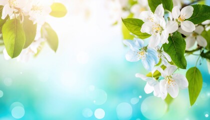 Aufkleber - tree blossoms shine brightly with white flowers in sp season.