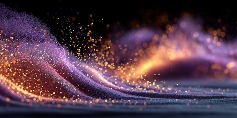 flowing granular dust formations and sparkling highlights in pink and violet tones