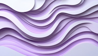 Canvas Print - abstract lavender and white paper waves, 3d rendered background, layered paper art design