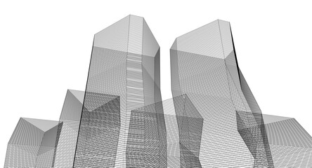 Wall Mural - ​​abstract architecture 3d illustration background