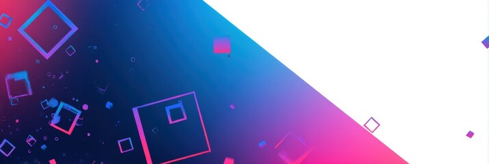Fototapete - Gradient Background With Glitch-Style Stickers and Clear Space, Perfect for Digital Art Projects or Social Media Designs
