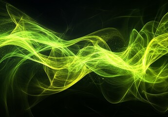 Wall Mural - the background features wavy particles, blue and dark abstract dots, and green abstract elements, al