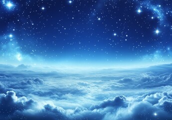Wall Mural - a blank signature on a dark blue space texture background with a starry sky abstraction creates a gl