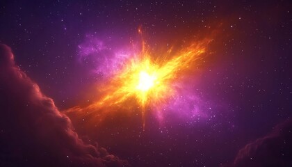 Wall Mural - cosmic explosion of colors nebula, stars, and vibrant purple and pink illumination in deep space