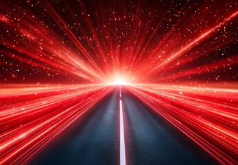 Wall Mural - the concept of nanotechnology is depicted through a shimmering red background with swirling artifici