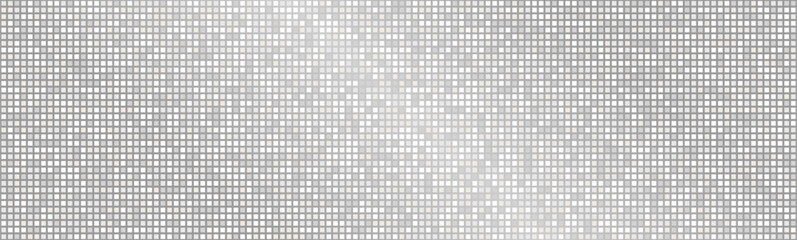 Aufkleber - Silver disco ball background pattern. Abstract shining halftone mosaic texture. Night club party glitter pattern. Vector 