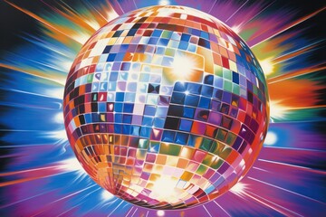 Wall Mural - disco ball sphere night art.