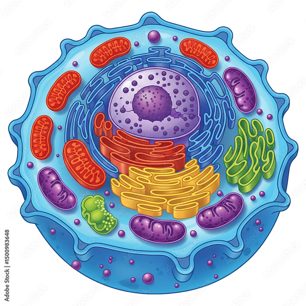 Animal cell structure diagram with nucleus mitochondria golgi apparatus ...