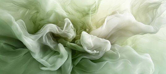 Canvas Print - abstract background of delicate olive green waves and fluid forms in a monochromatic palette