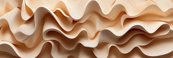 Canvas Print - gentle abstract background of delicate wavy shapes, soft and flowing beige tones in dynamic pattern