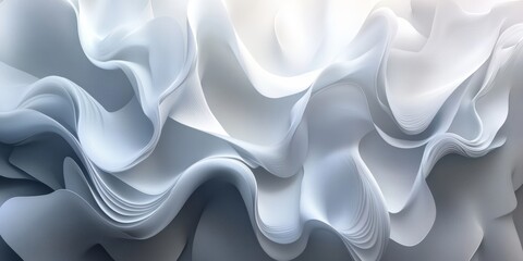 Canvas Print - abstract background of flowing white fabric, delicate waves, and gentle gradient in monochrome