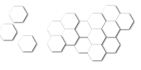 Wall Mural - abstract white and gray hexagon technology lines background. abstract white and grey color hexagonal