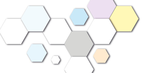 Wall Mural - abstract colorful hexagon technology lines background. abstract soft color hexagonal geometric backg