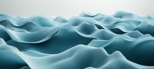 Canvas Print - abstract wavy flowing background, light blue vivid velvet fluid dynamic shape with waves