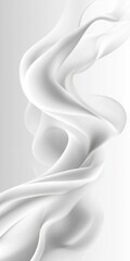 Canvas Print - fluid abstract background with delicate waves in monochrome white tones on a soft gradient