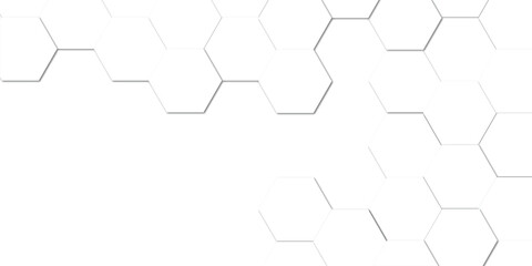 Abstract geometric white honeycomb hexagon 3d effect pattern with shadow seamless texture background.