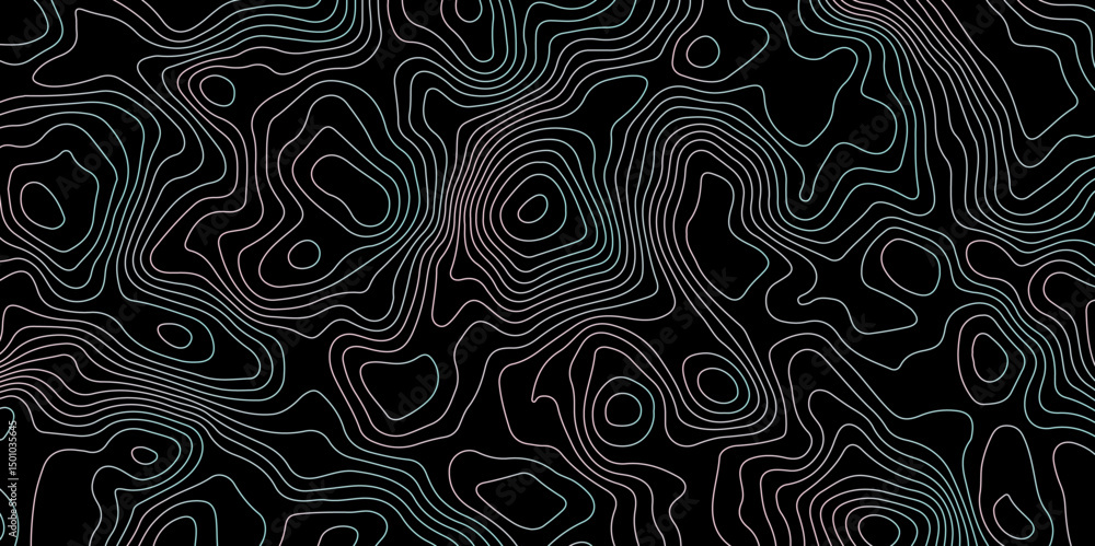 Abstract Topographic Contour Background. Modern Contour Pattern Background. Vector Map Lines. Topographic Flow map