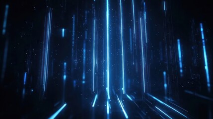 Wall Mural - glowing vertical blue light beams lights futuristic background.