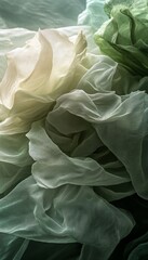 Canvas Print - abstract background of gentle fluid waves in light green tones, dynamic flowing forms