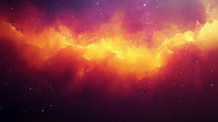 Wall Mural - fiery nebula in red and yellow cosmic clouds, stars, and the vastness of space exploded