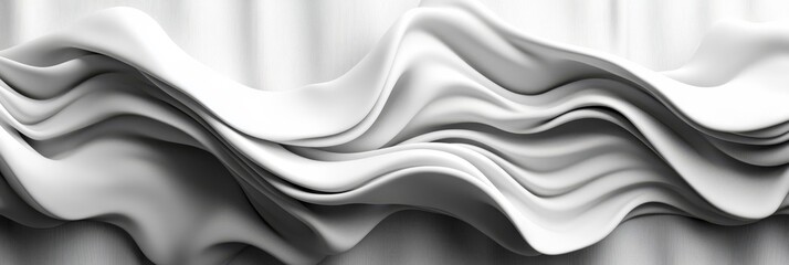 Canvas Print - abstract white wave background -flowing, dynamic texture - artful, minimalist monochrome. 3d render