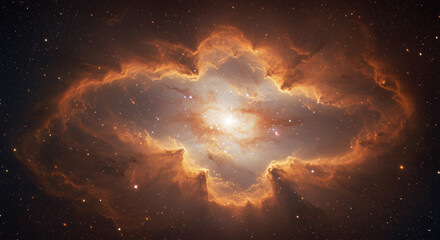 Wall Mural - Cosmic Nebula Fiery Orange Glow Celestial Starfield Space Background Astronomy