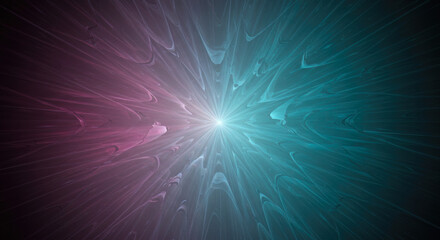 Wall Mural - Abstract Teal and Purple Fractal Light Burst Background Texture