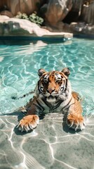 Wall Mural - tiger wildlife animal pool.