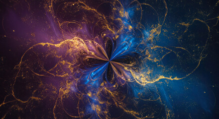 Wall Mural - abstract cosmic nebula gold blue purple swirls galaxy background